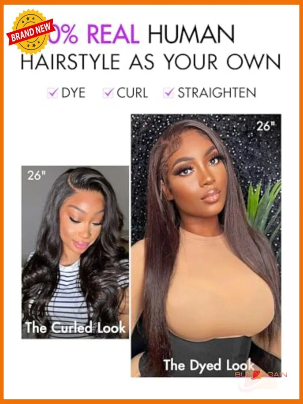 200% Density HD Lace Front Wig Straight Human Hair Pre-Plucked Glueless 20
